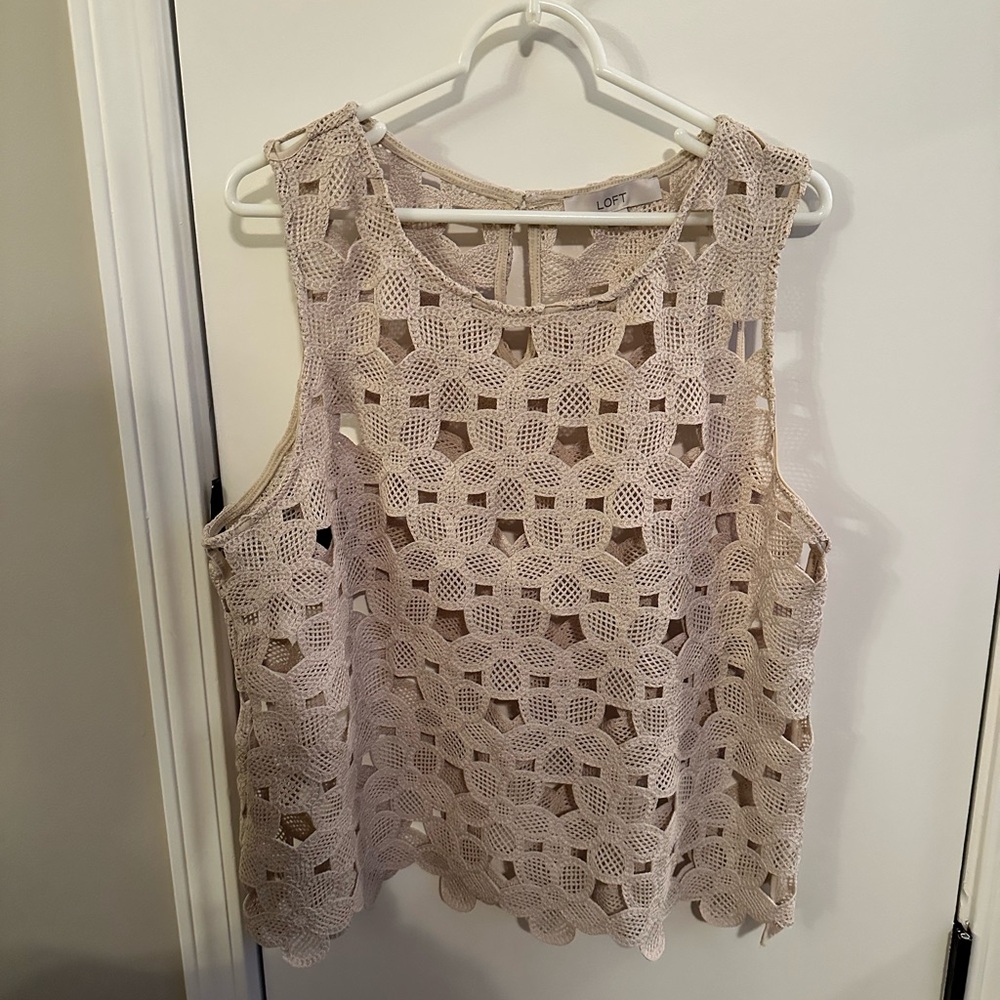 NWOT LOFT Beige Crochet Sleeveless Blouse